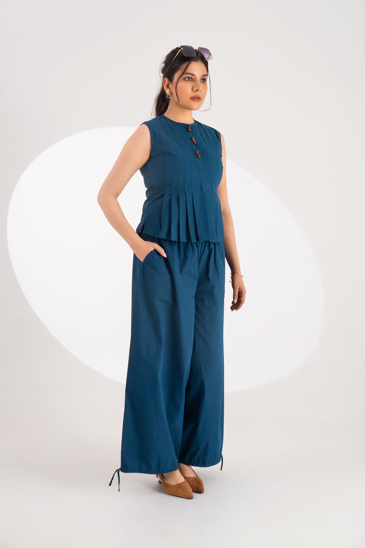 Navy Buttoned Grace Co-ord Set