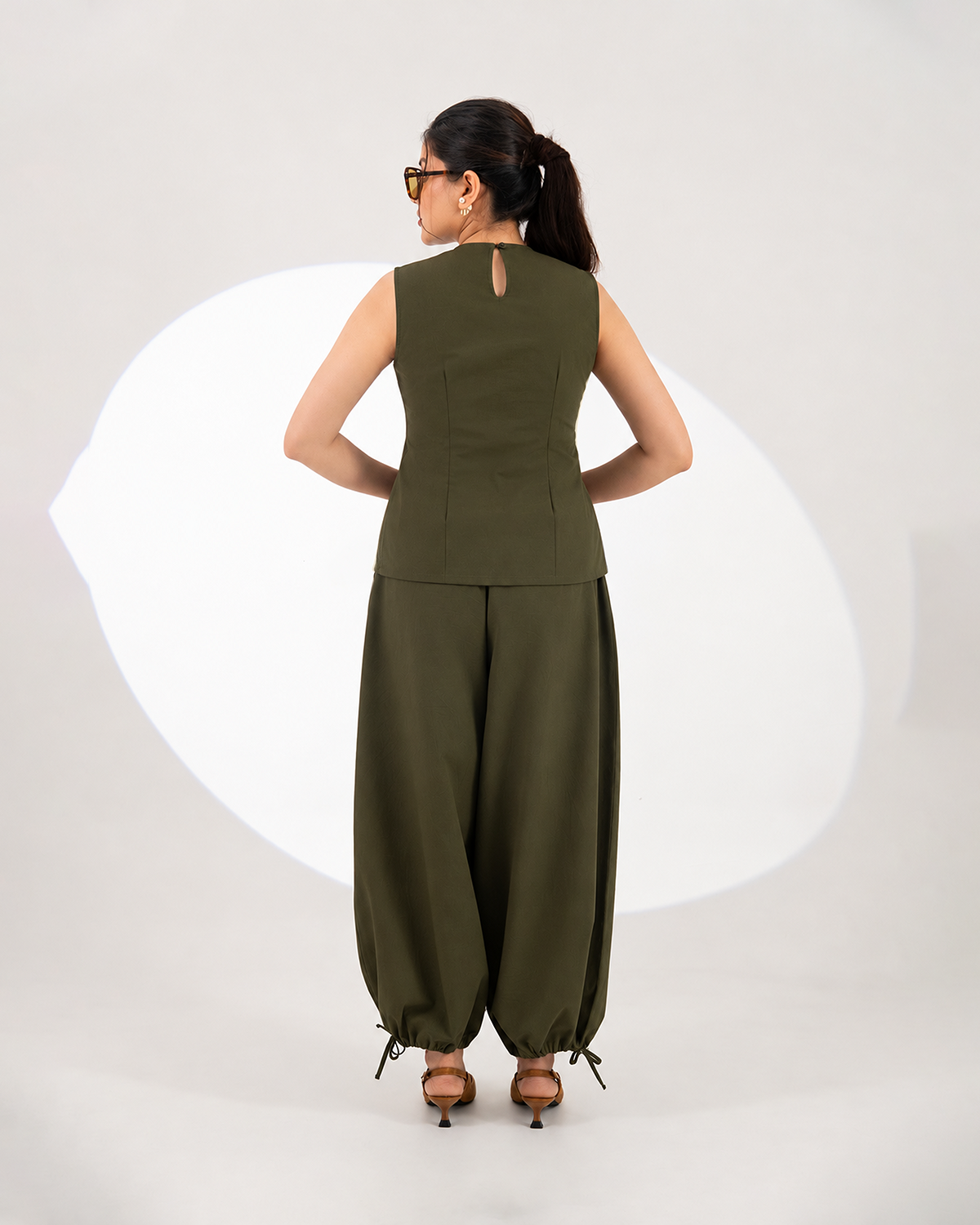 Olive Meteor Drape Co-ord Set
