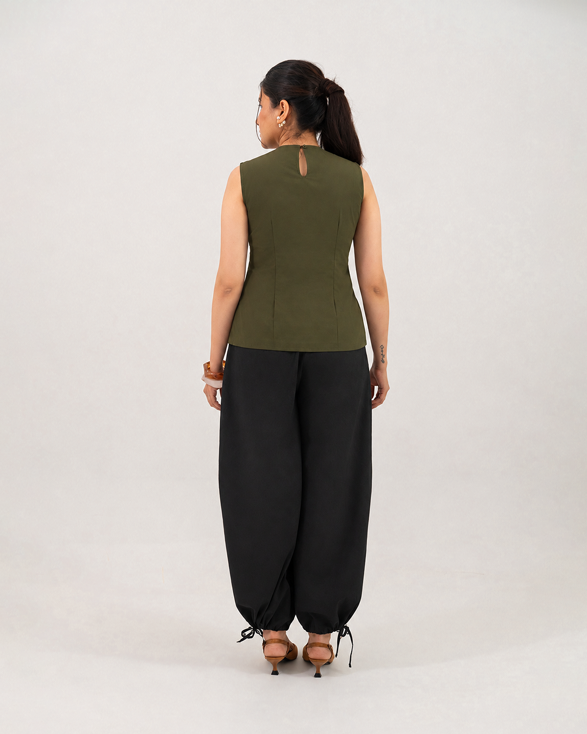 Olive & Black Meteor Drape Co-ord Set