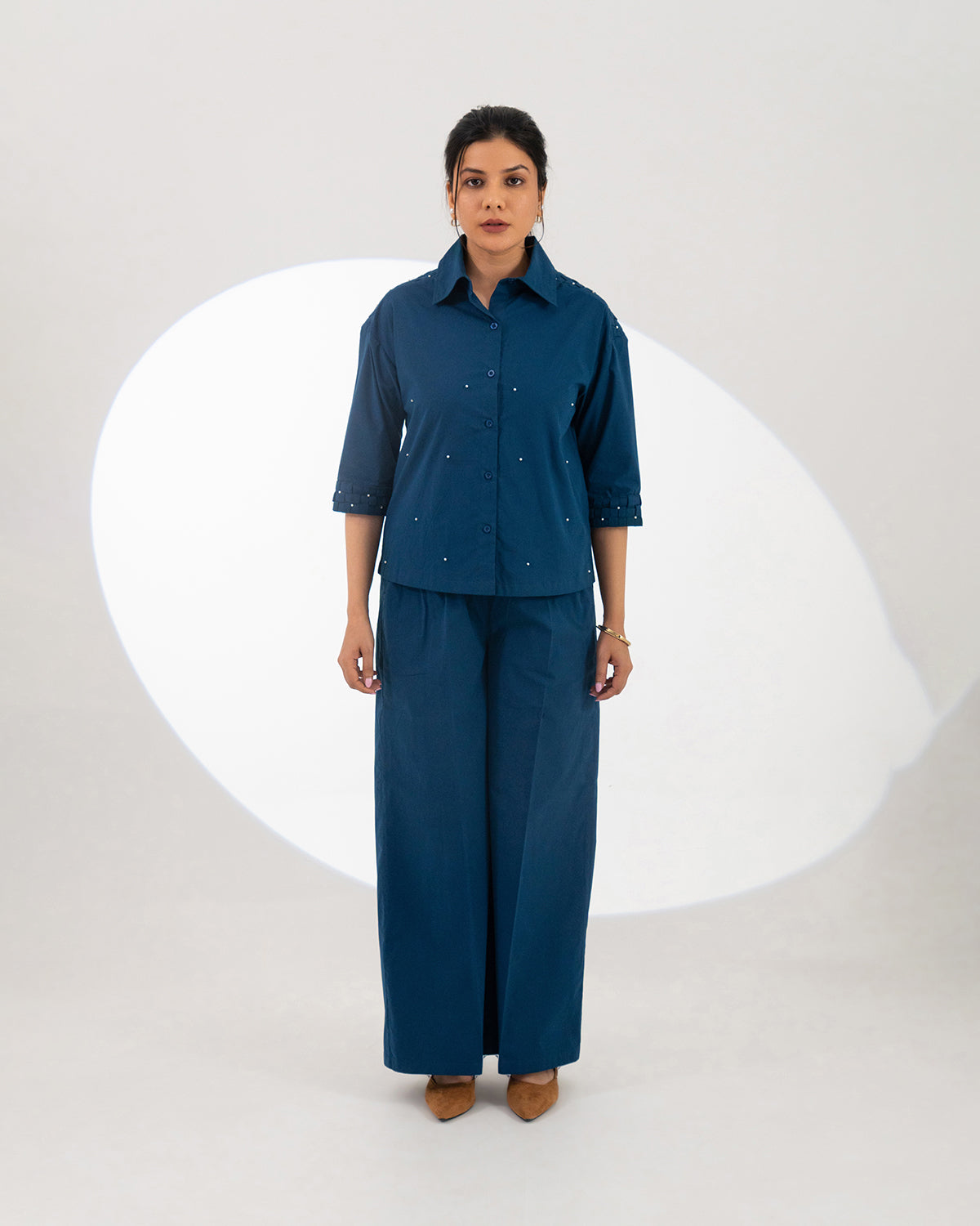 Navy Celeste Weave Co-ord Set