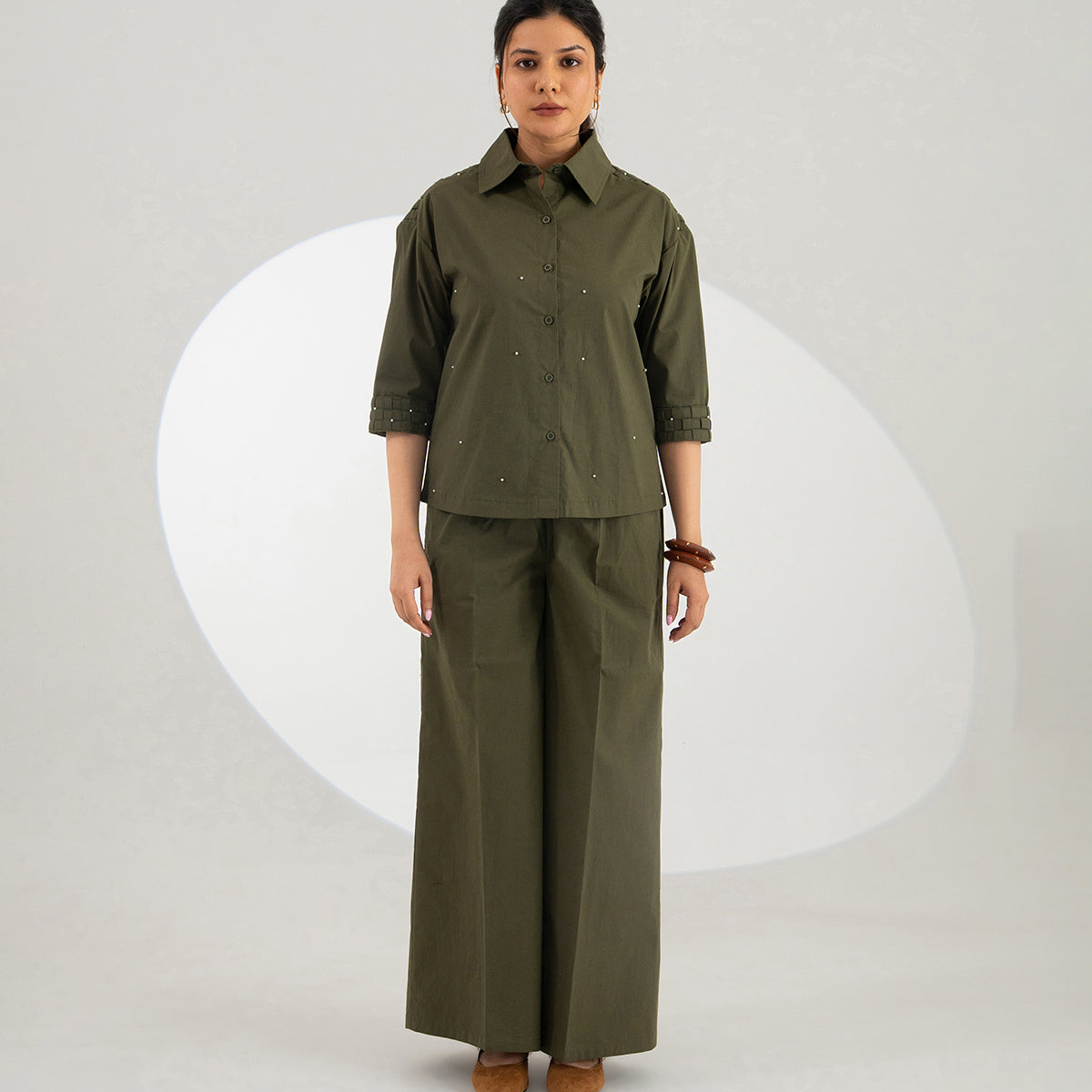 Olive Celeste Weave Co-ord Set