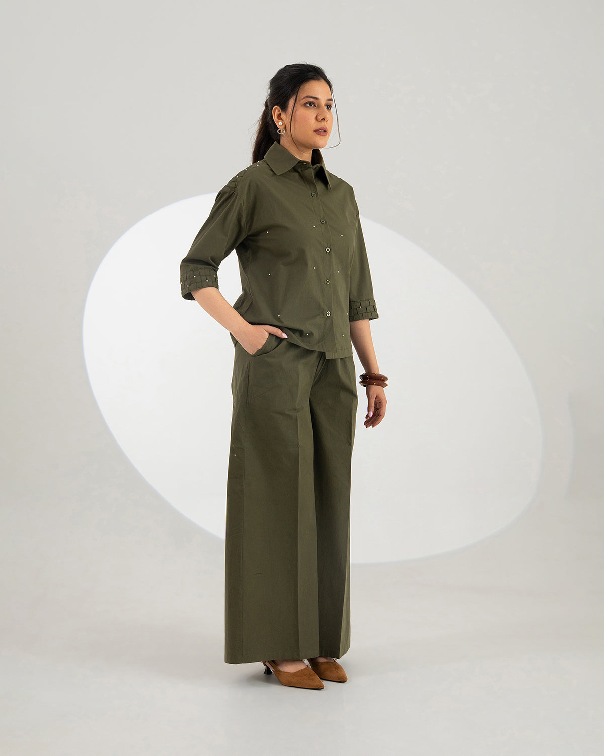 Olive Celeste Weave Co-ord Set