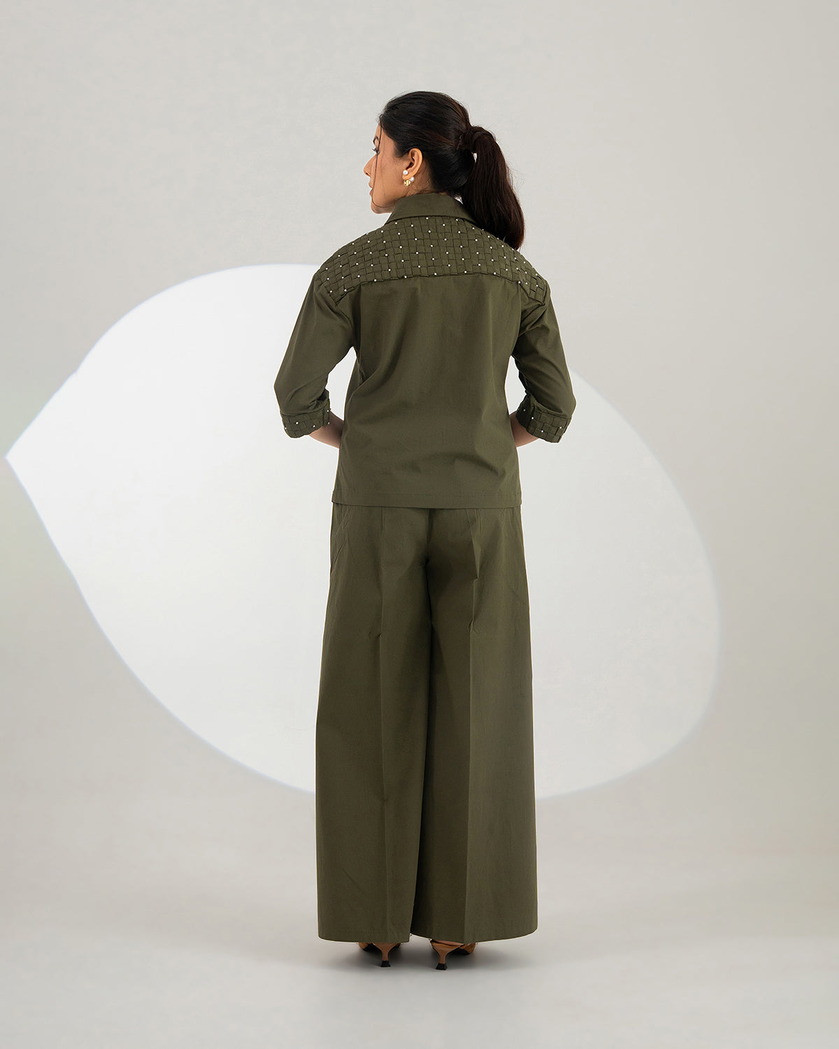 Olive Celeste Weave Co-ord Set