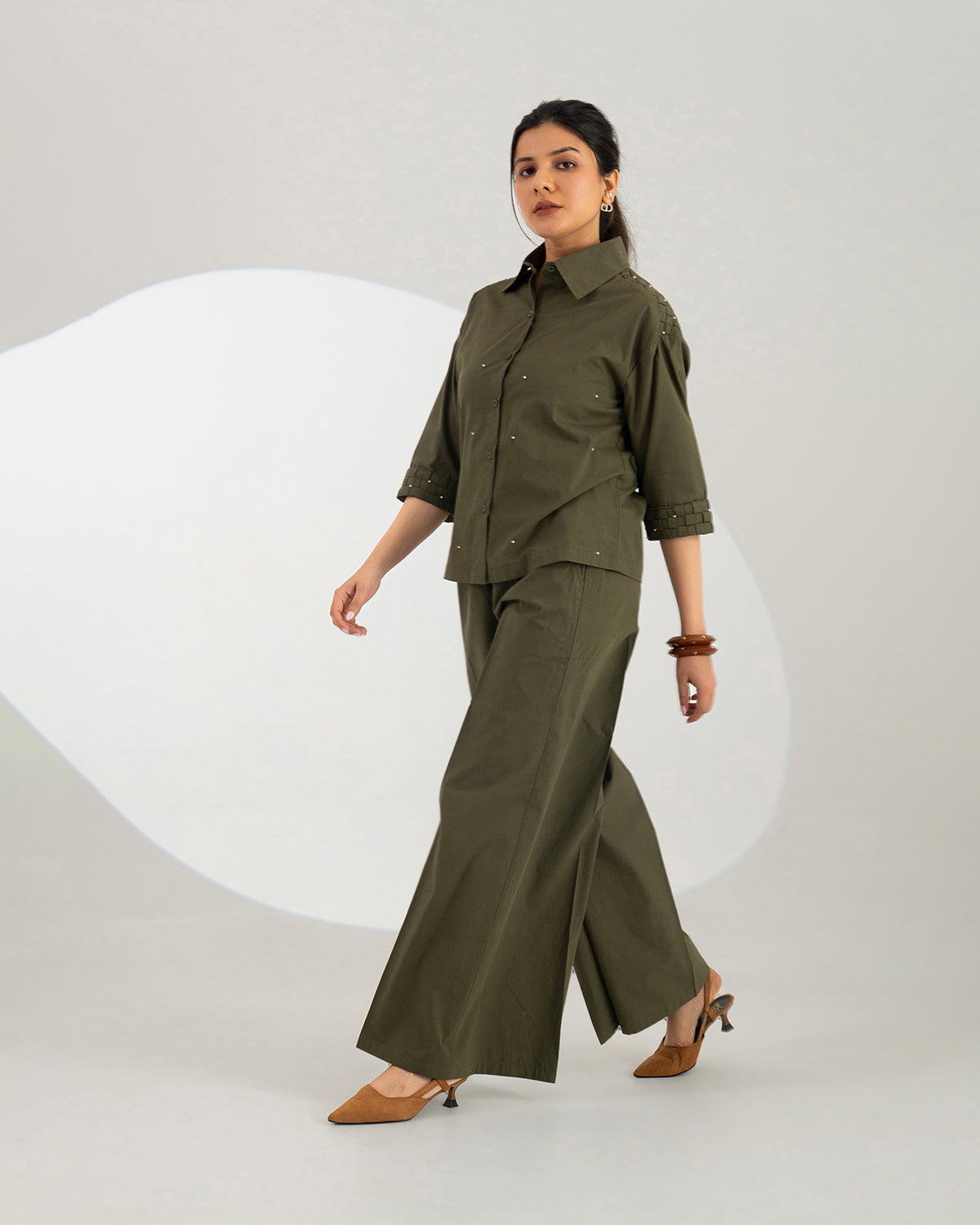 Olive Celeste Weave Co-ord Set