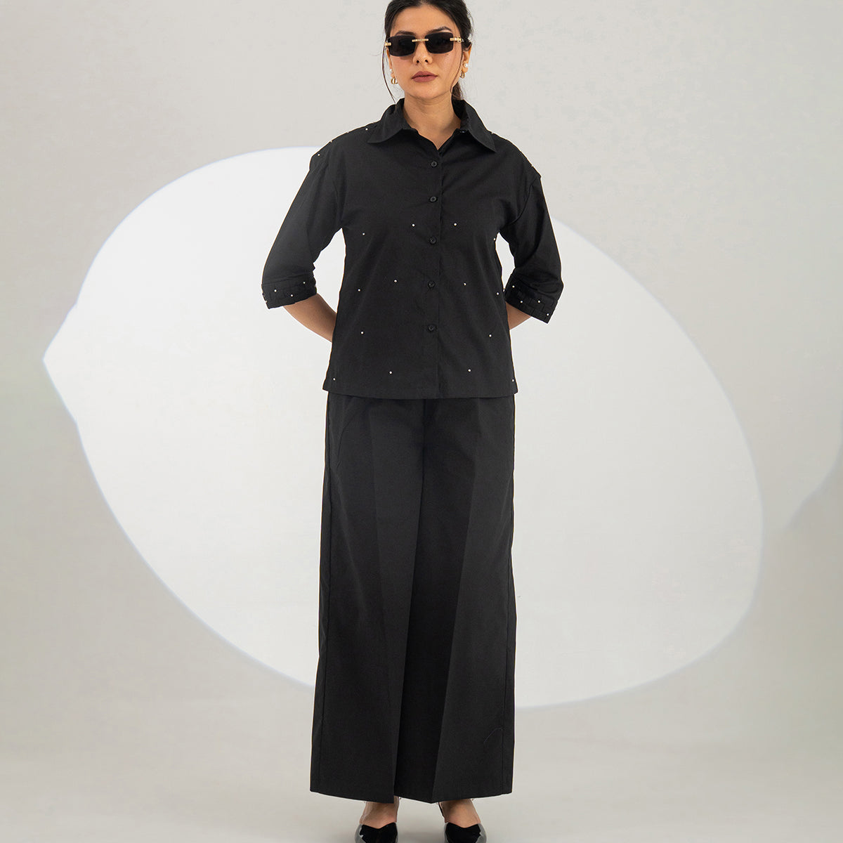 Black Celeste Weave Co-ord Set