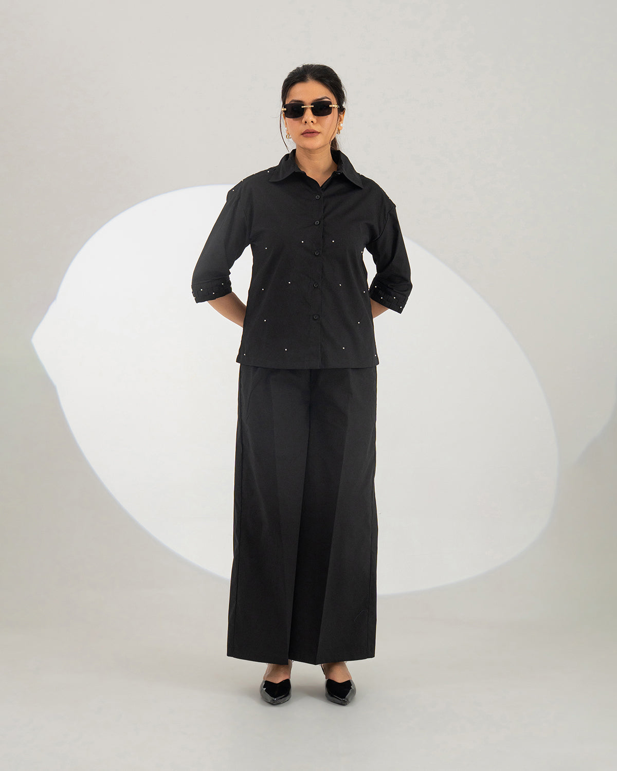 Black Celeste Weave Co-ord Set