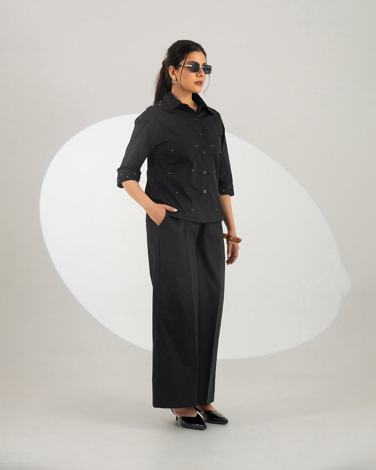 Black Celeste Weave Co-ord Set
