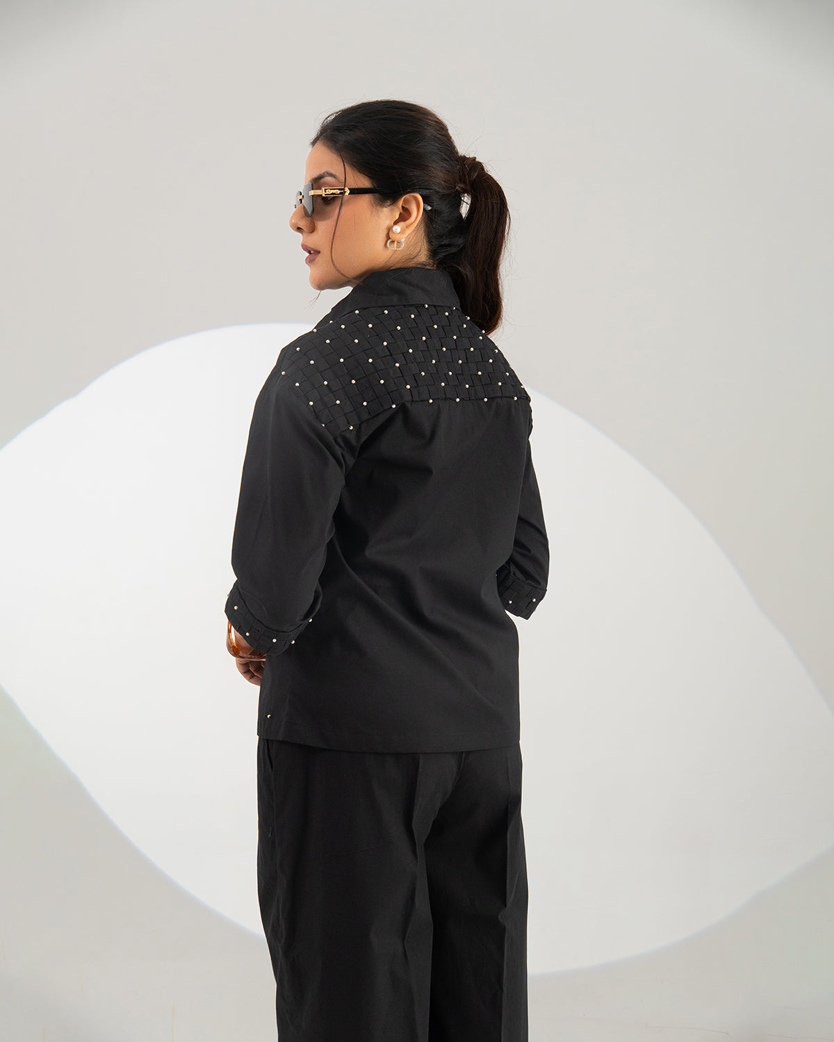Black Celeste Weave Shirt