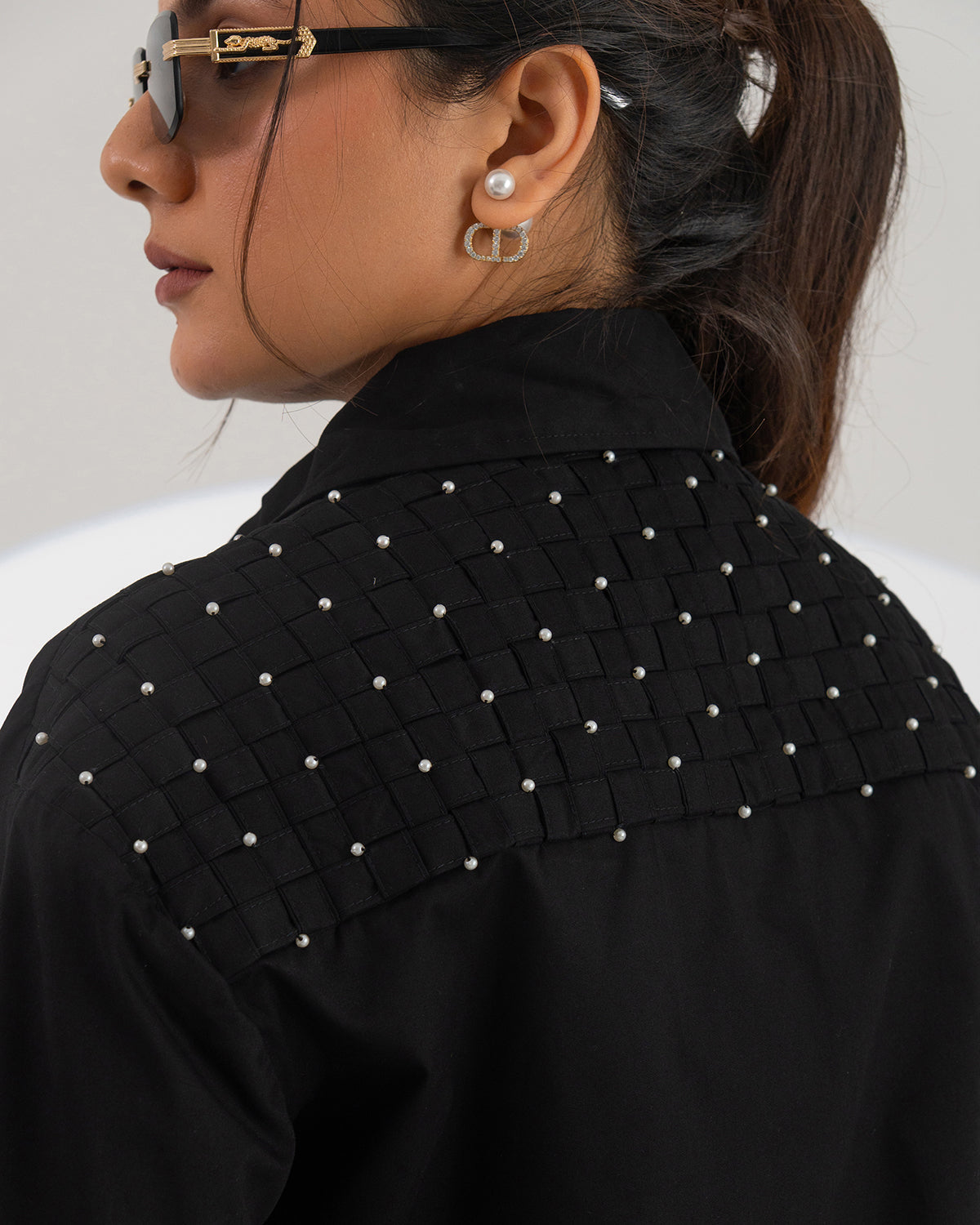 Black Celeste Weave Shirt