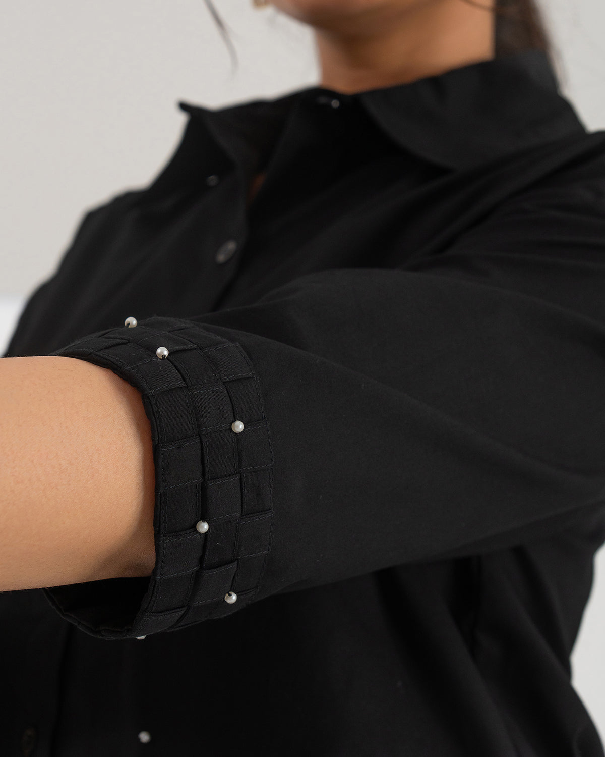 Black Celeste Weave Shirt