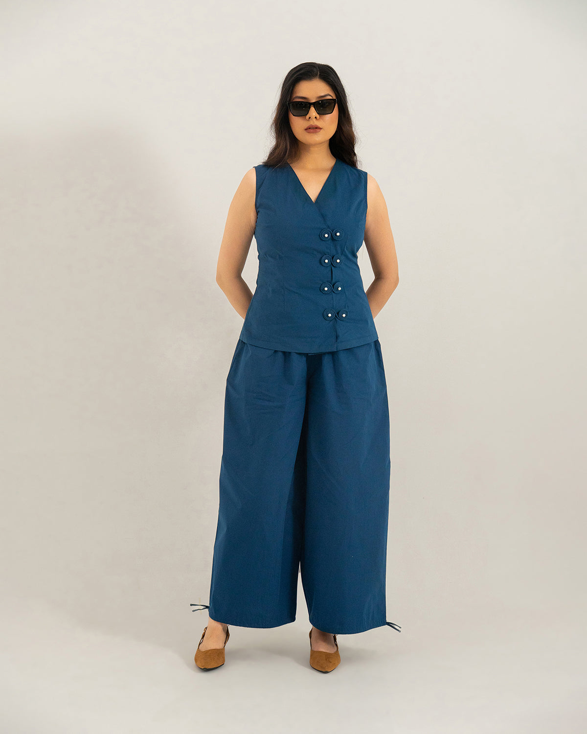 Navy Orion Wrap Co-ord Set