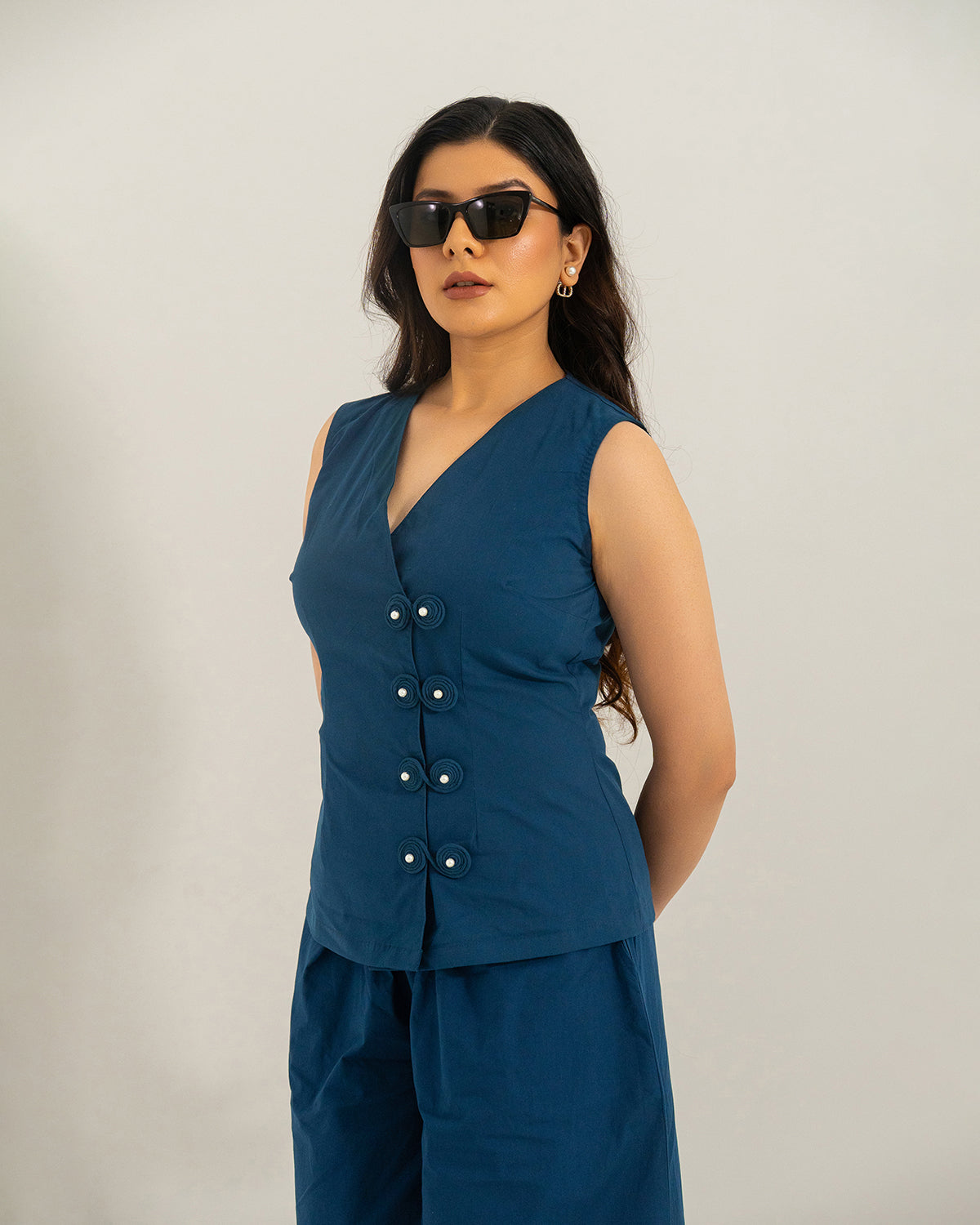 Navy Orion Wrap Vest Top