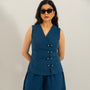 Navy Orion Wrap Vest Top
