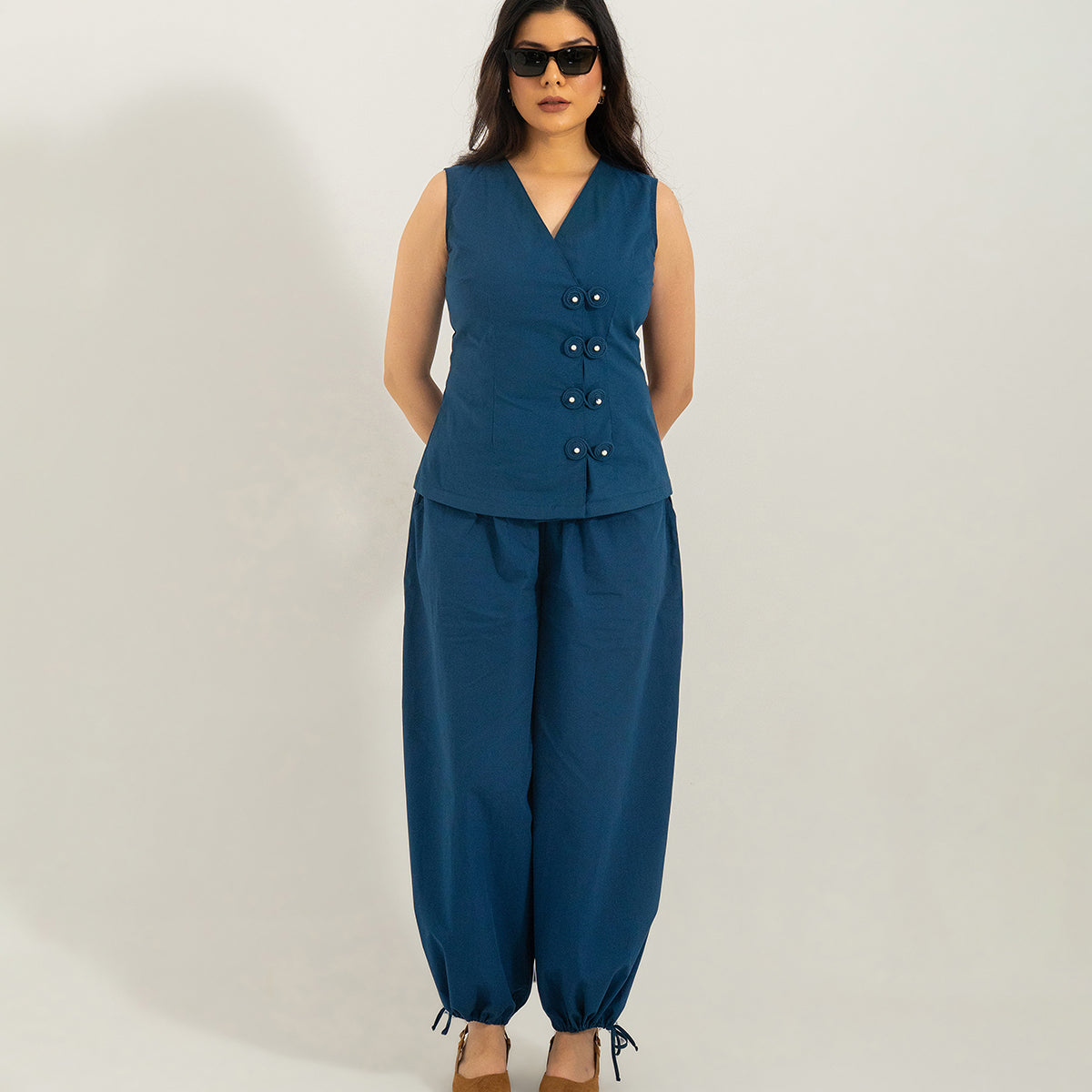 Navy Orion Wrap Co-ord Set