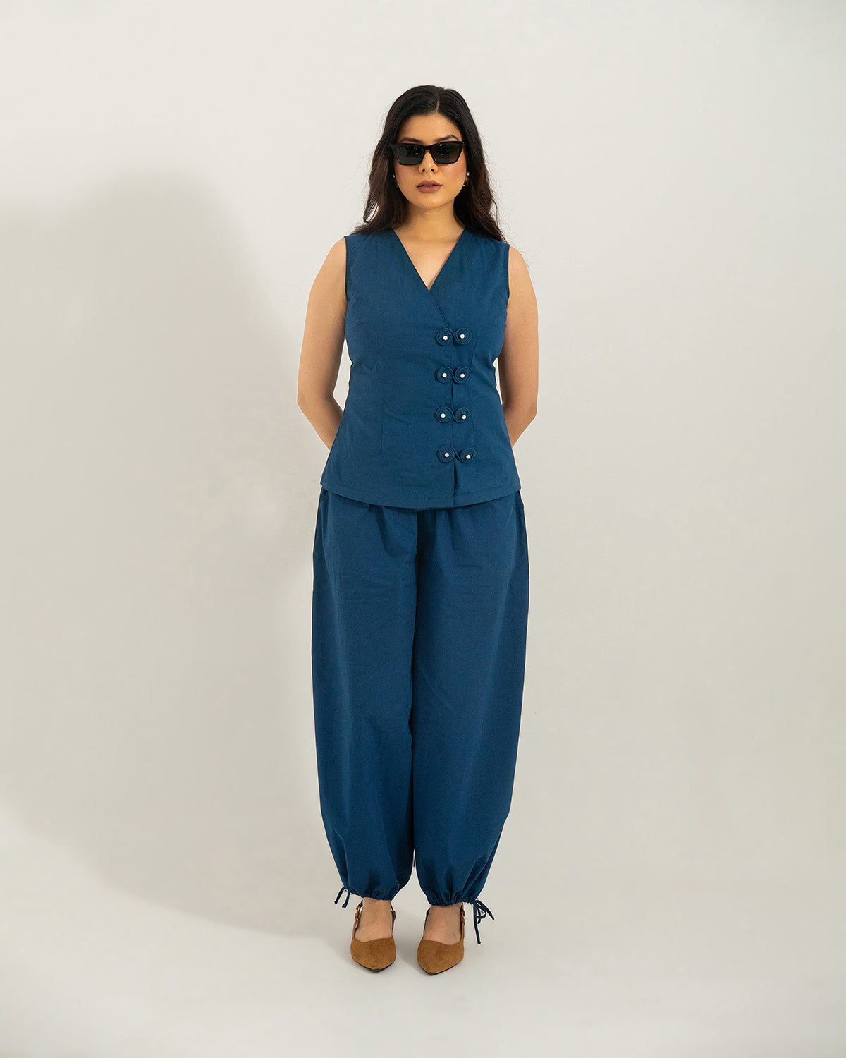 Navy Orion Wrap Co-ord Set