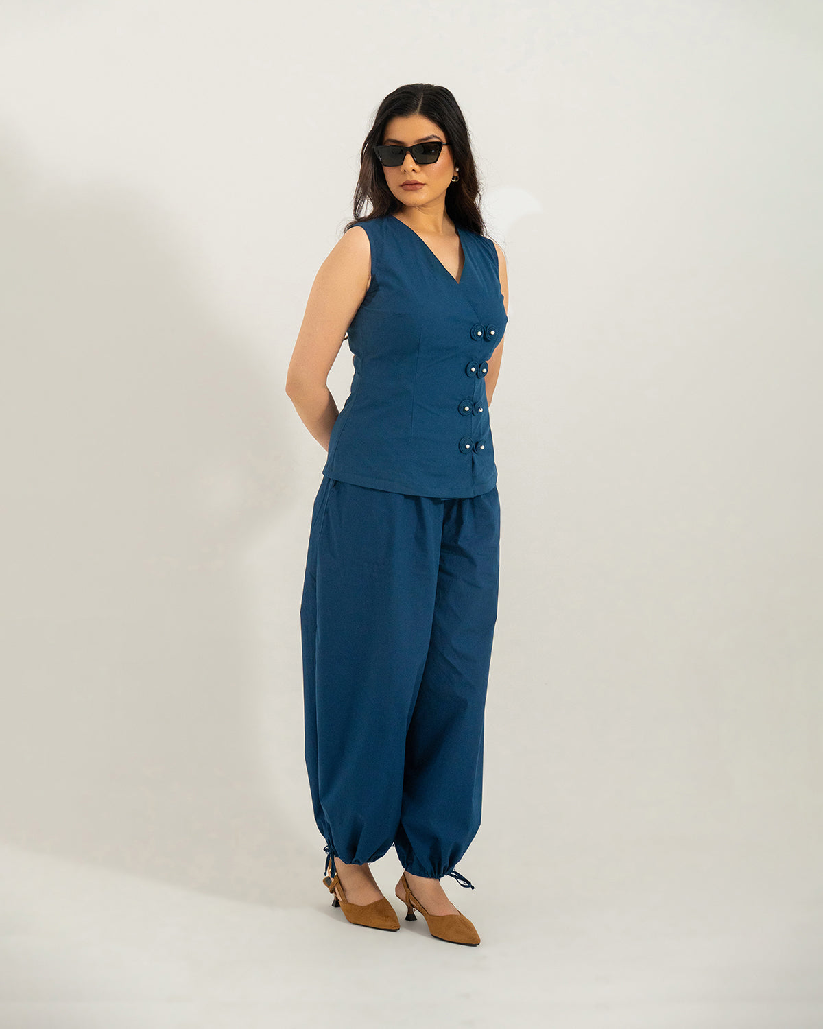 Navy Orion Wrap Co-ord Set