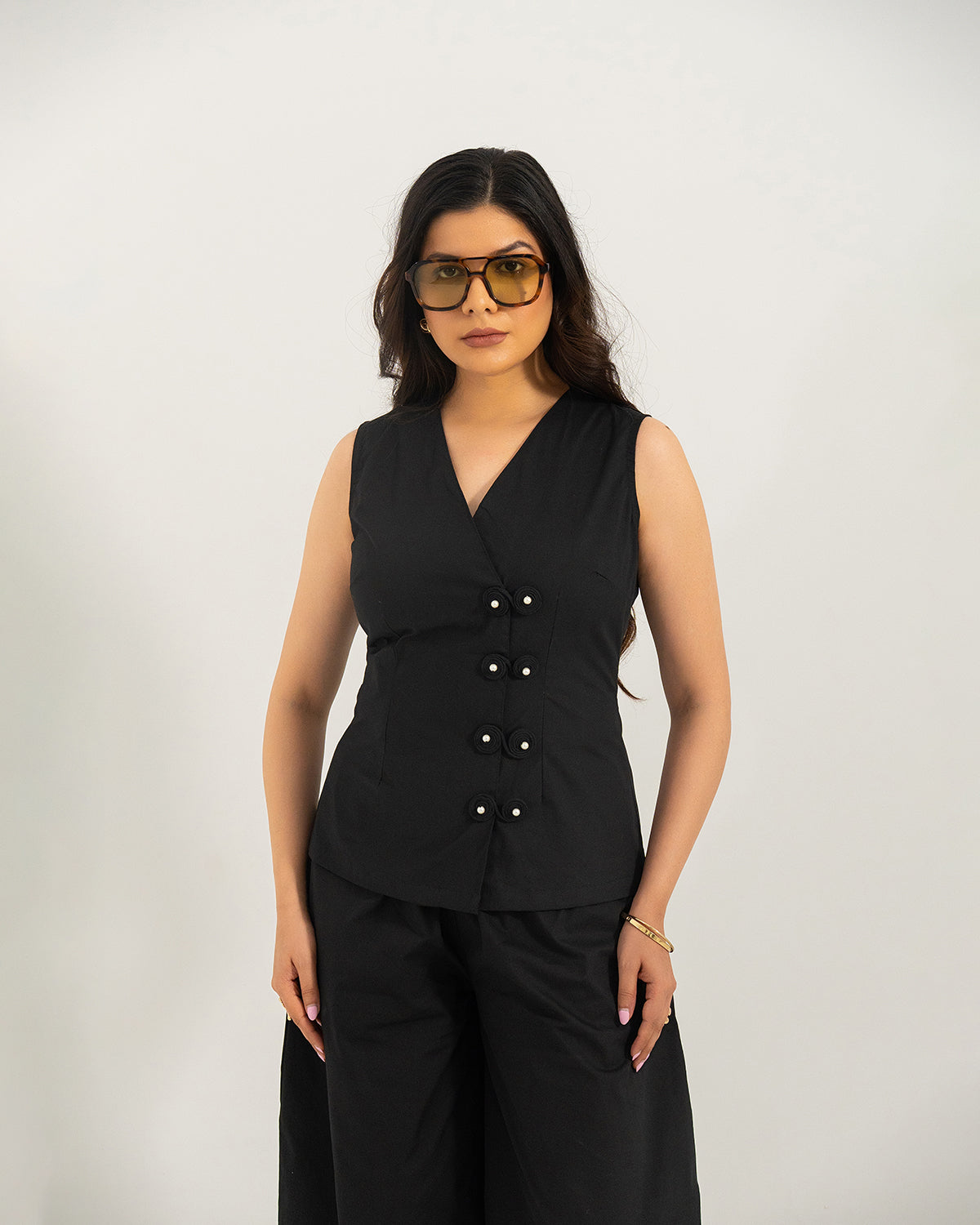 Black Orion Wrap Vest Top