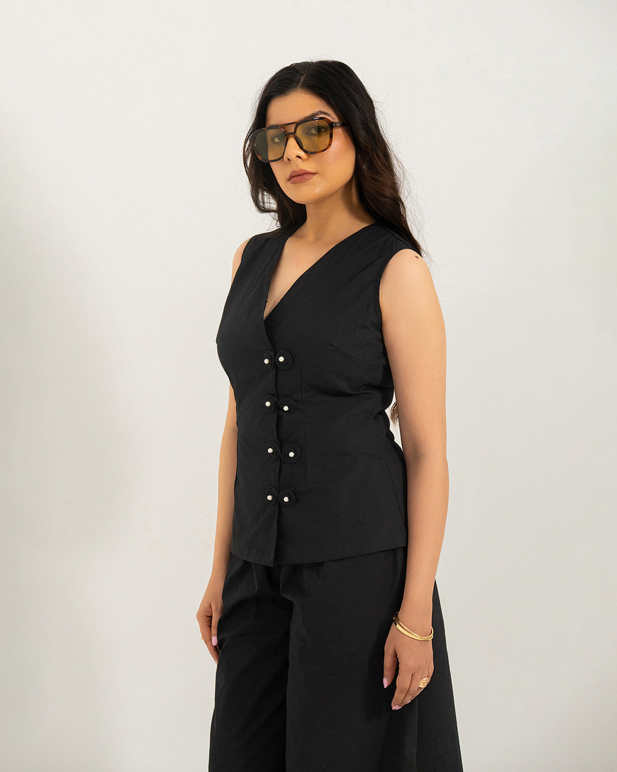 Black Orion Wrap Vest Top