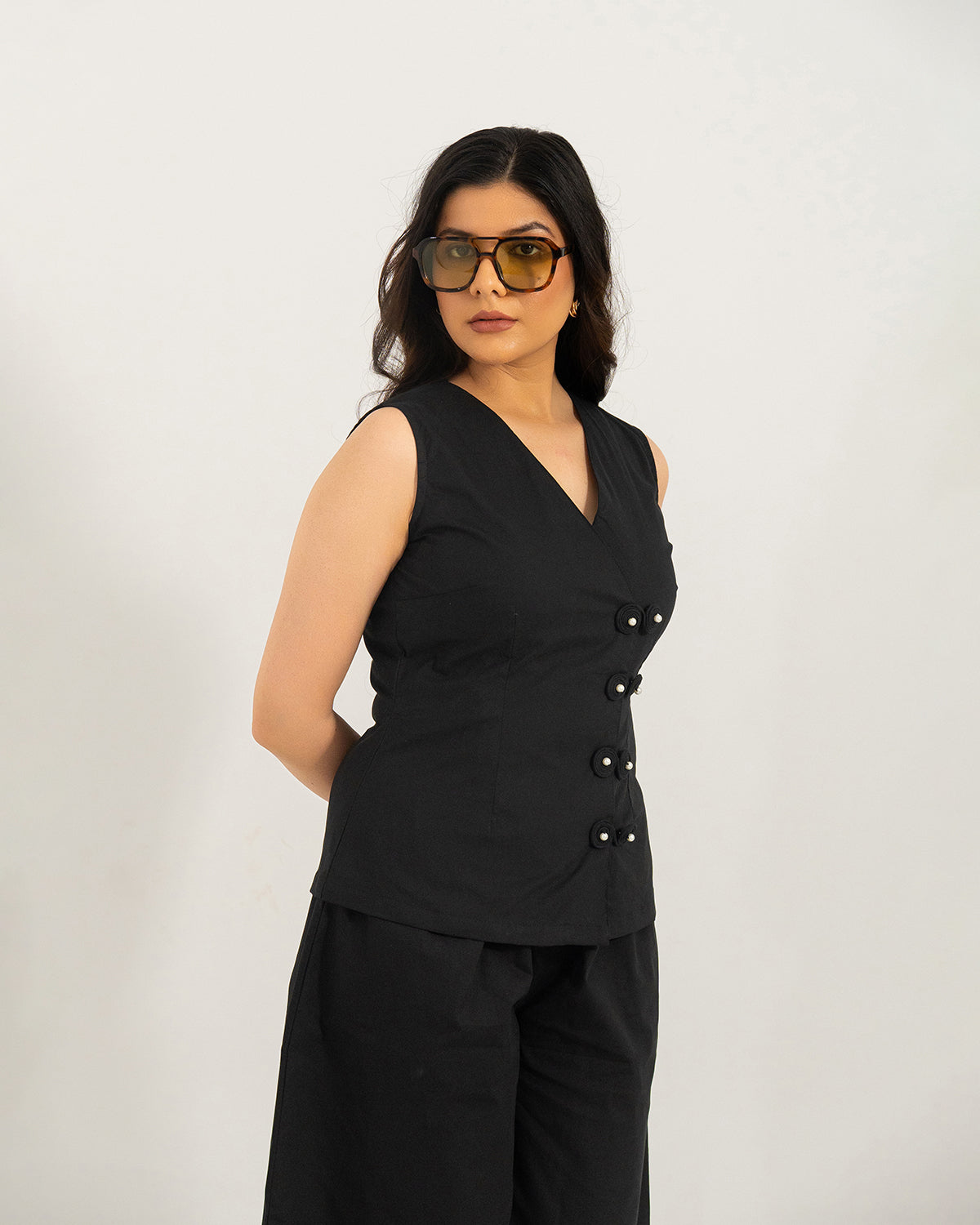 Black Orion Wrap Vest Top