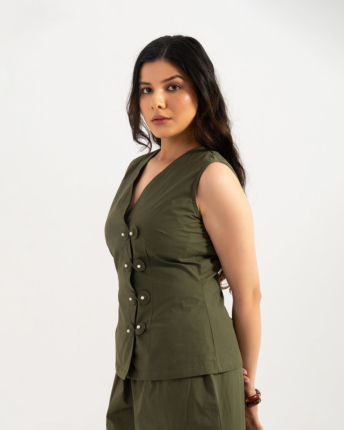 Olive Orion Wrap Vest Top