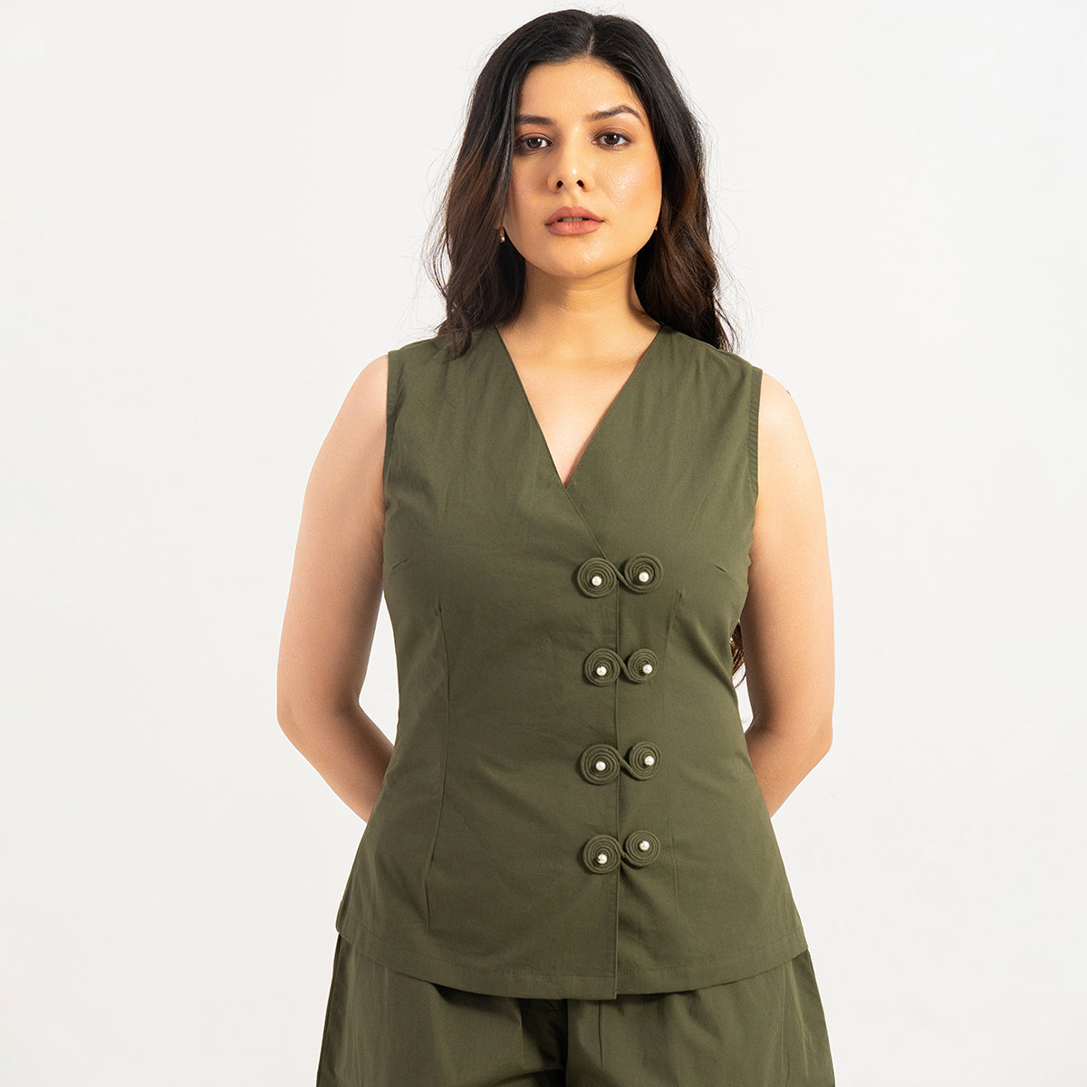 Olive Orion Wrap Vest Top