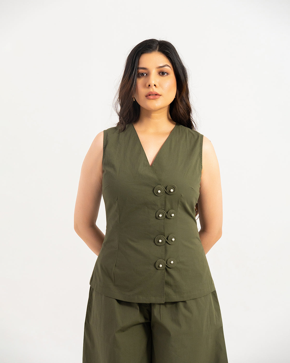 Olive Orion Wrap Vest Top