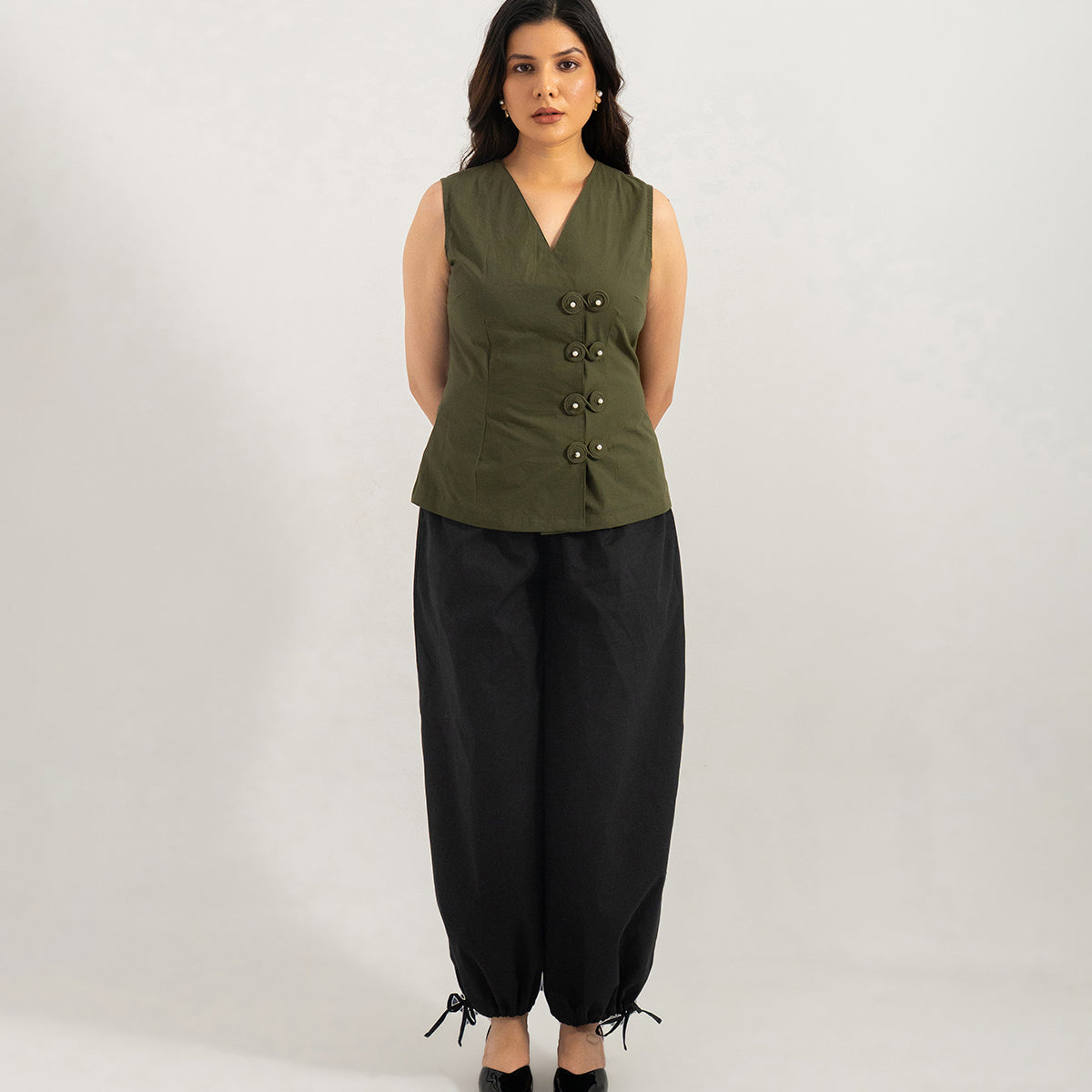 Olive & Black Orion Wrap Co-ord Set