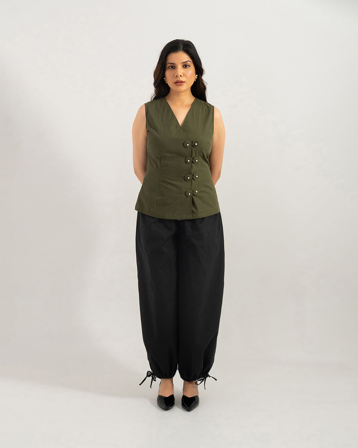 Olive & Black Orion Wrap Co-ord Set