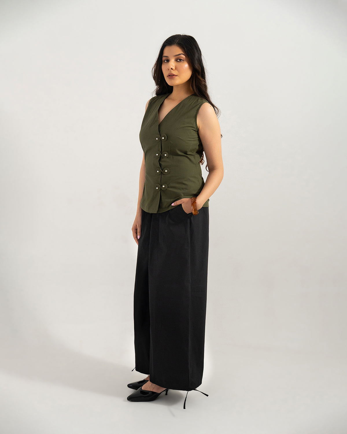 Olive & Black Orion Wrap Co-ord Set