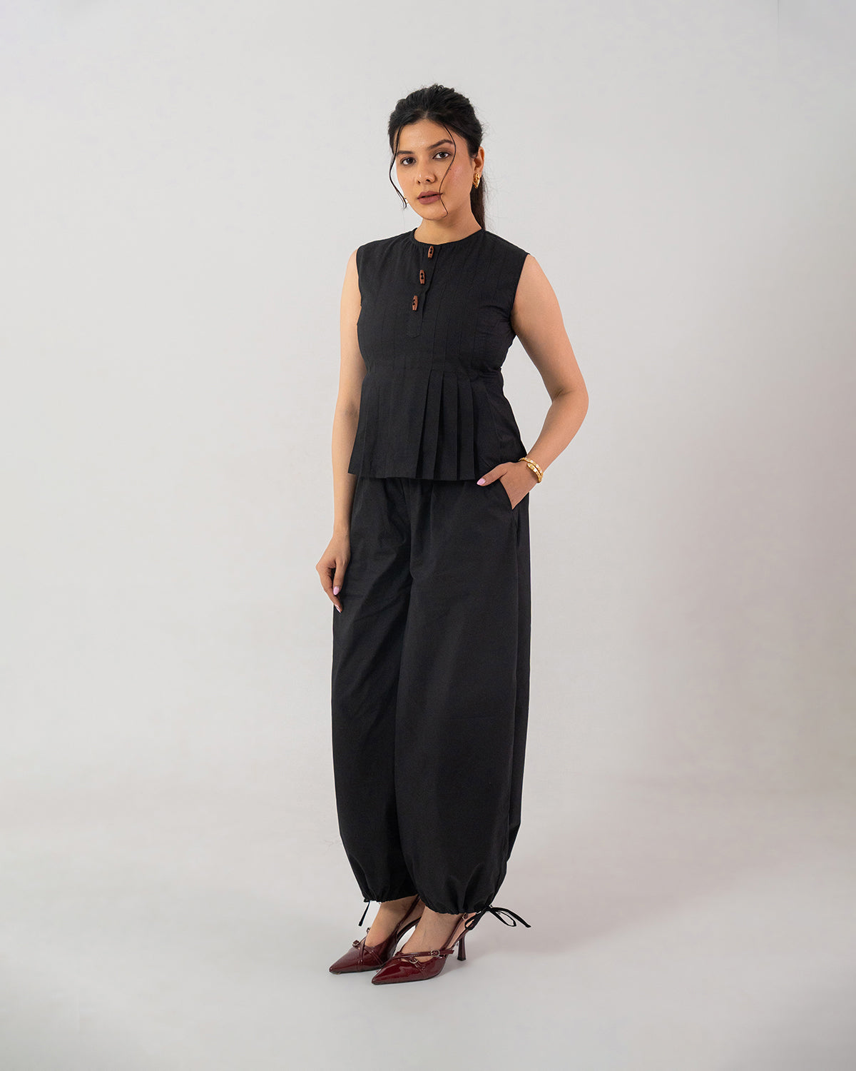 Black Buttoned Grace Co-ord Set