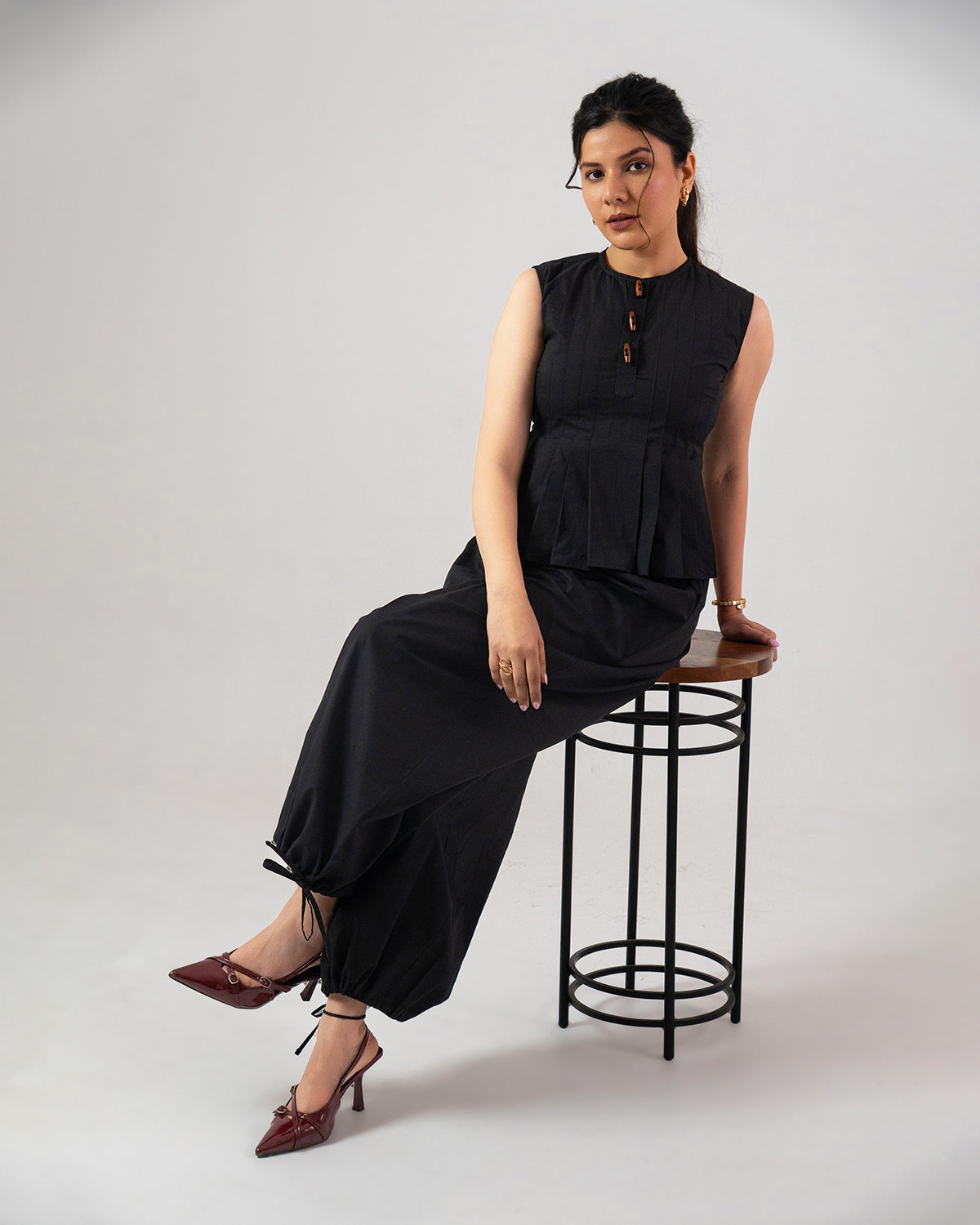 Black Buttoned Grace Co-ord Set