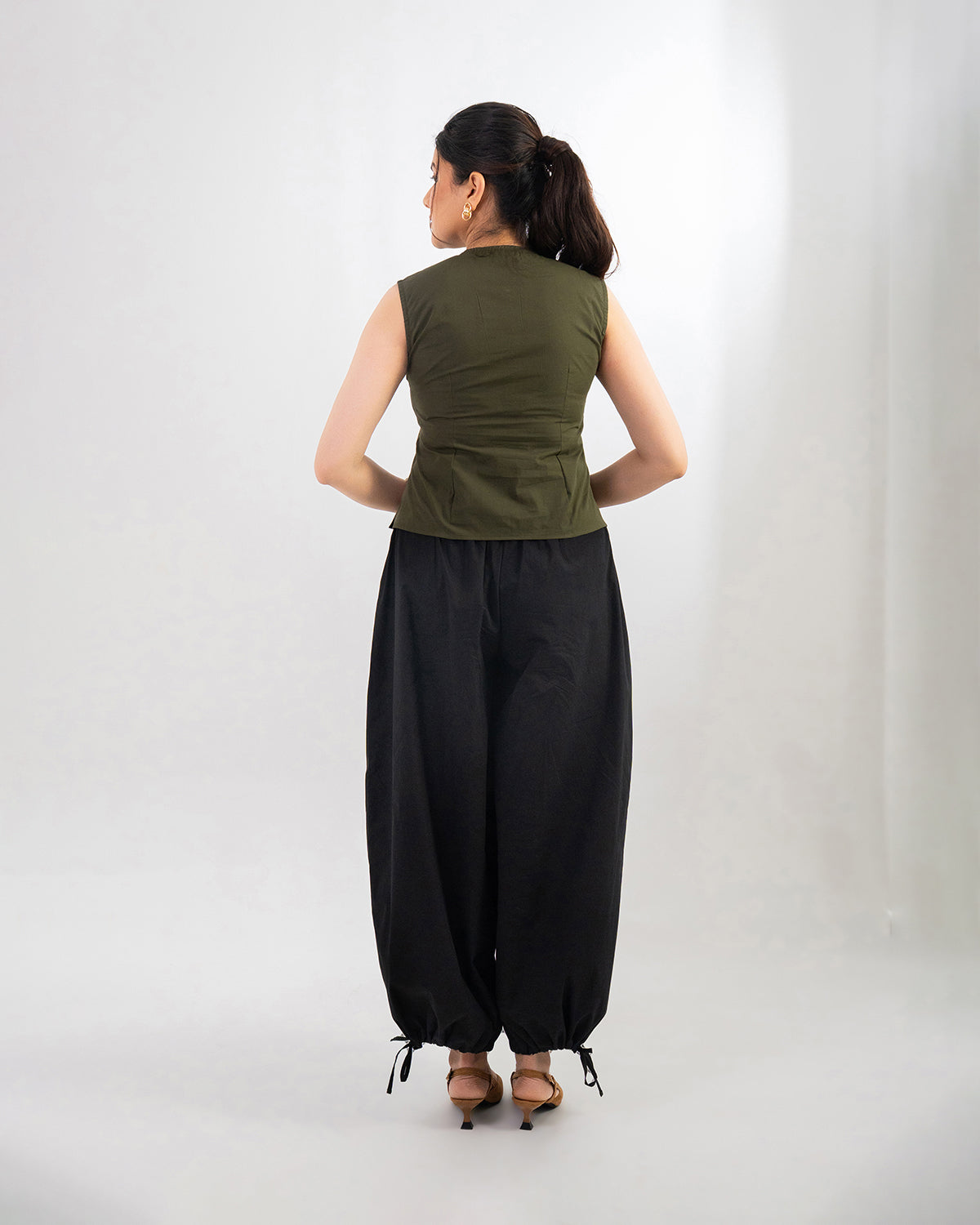 Olive & Black Buttoned Grace Co-ord Set