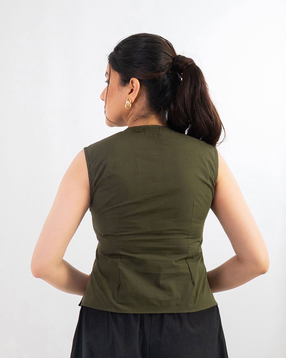 Olive Buttoned Grace Top