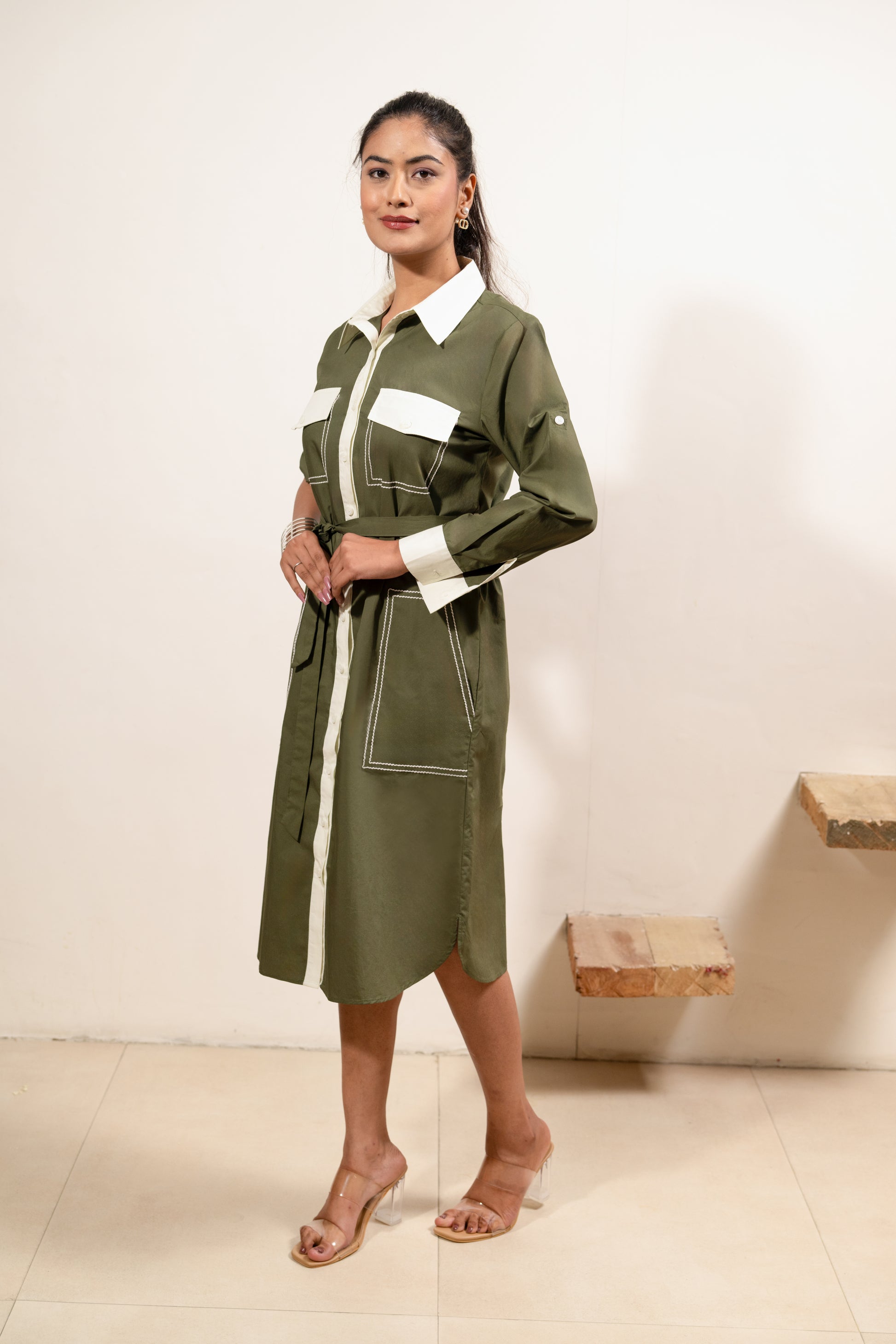 Olive Utility Classic Dress