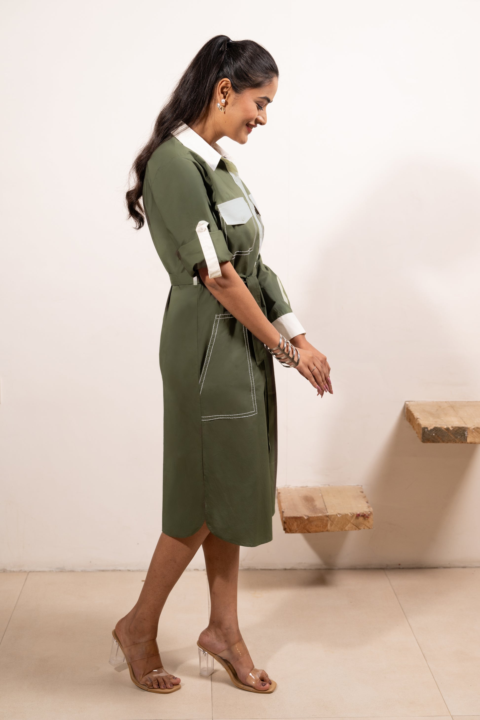 Olive Utility Classic Dress