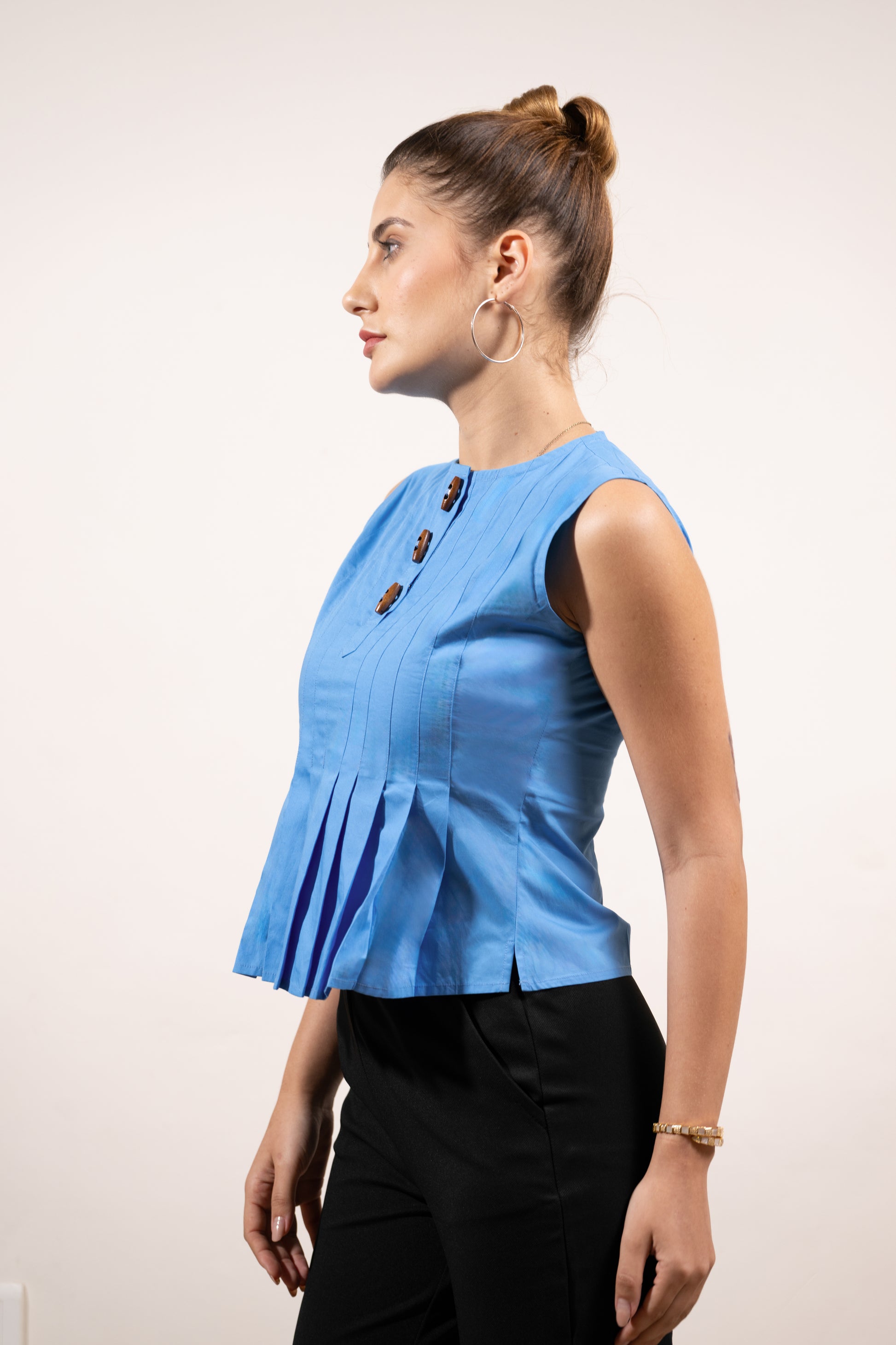 Blue Buttoned Grace Top