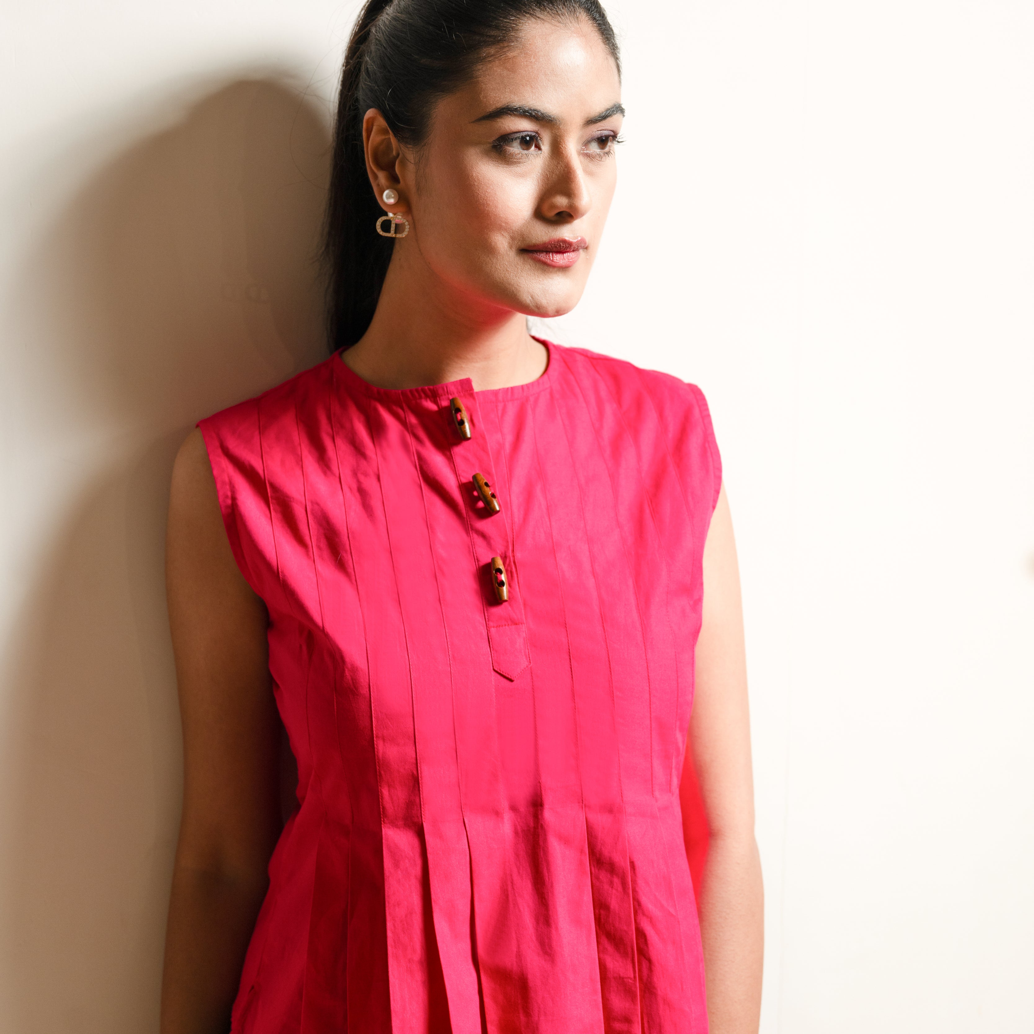 Magenta Buttoned Grace Top