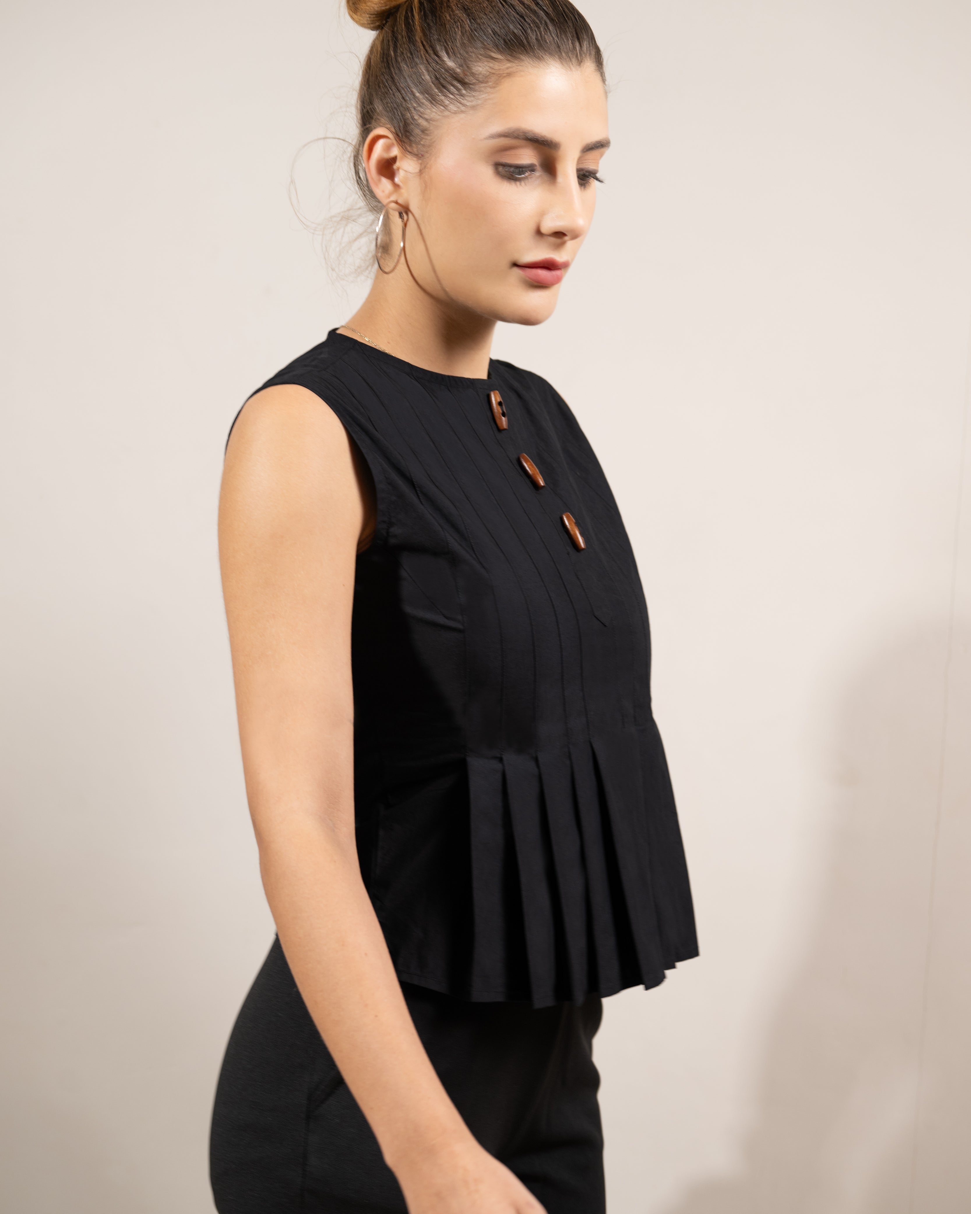 Black Buttoned Grace Top