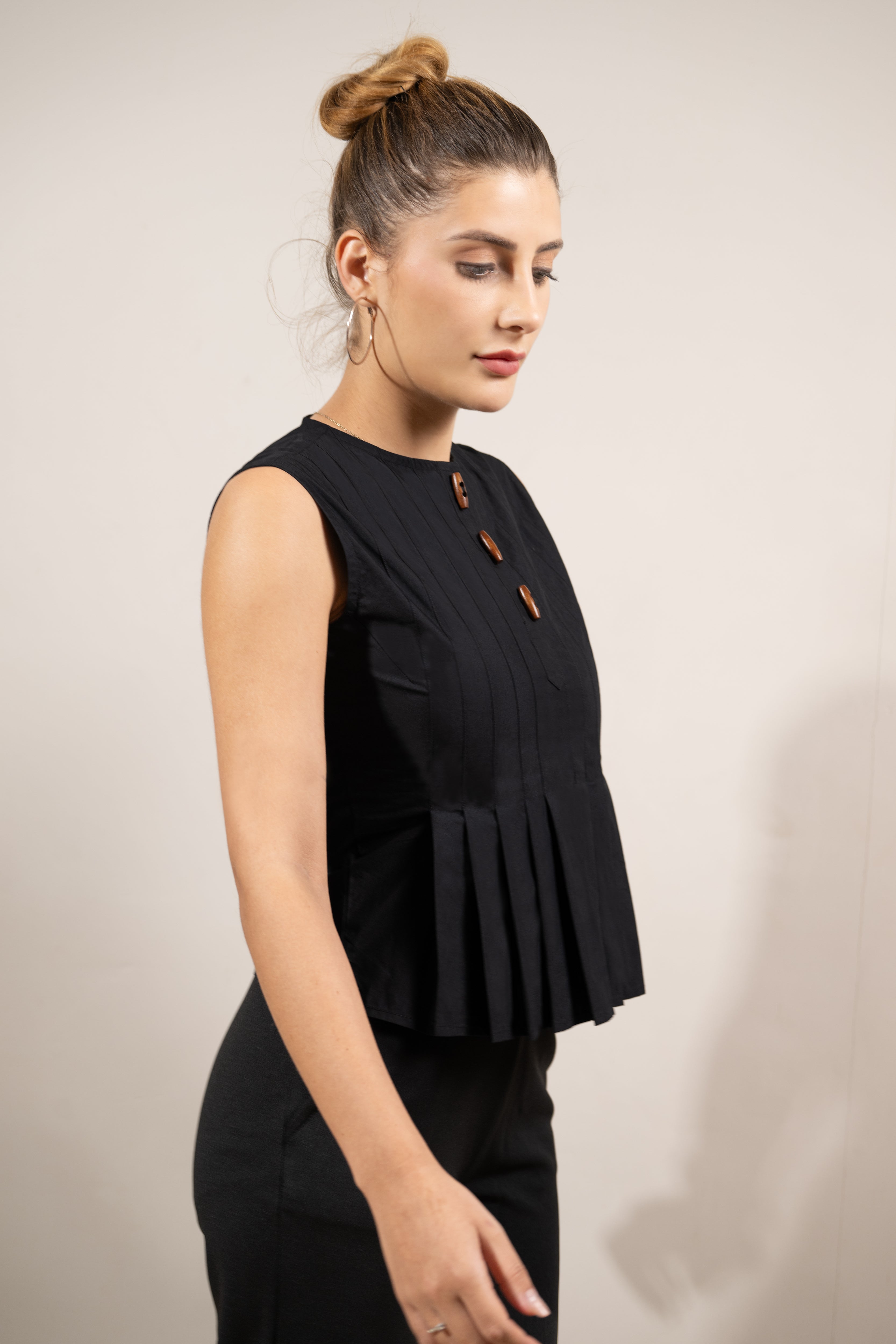 Black Buttoned Grace Top
