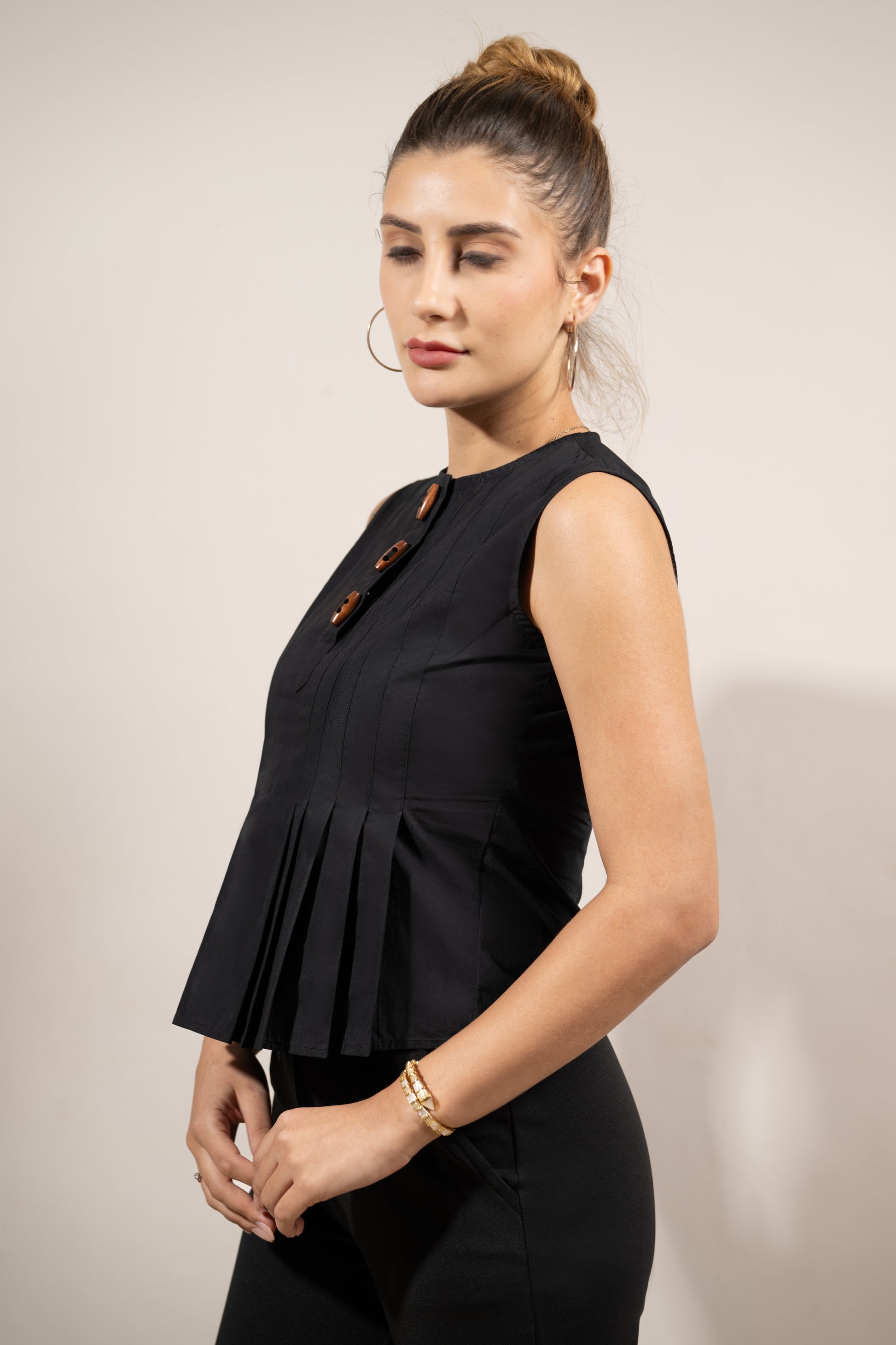 Black Buttoned Grace Top