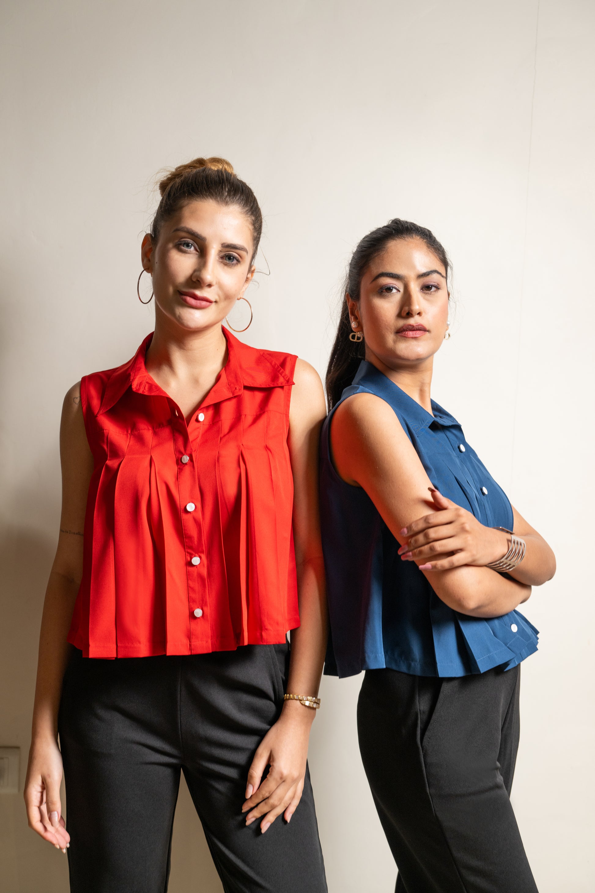 Red Pleat Perfect Top