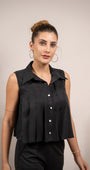 Black Pleat Perfect Top
