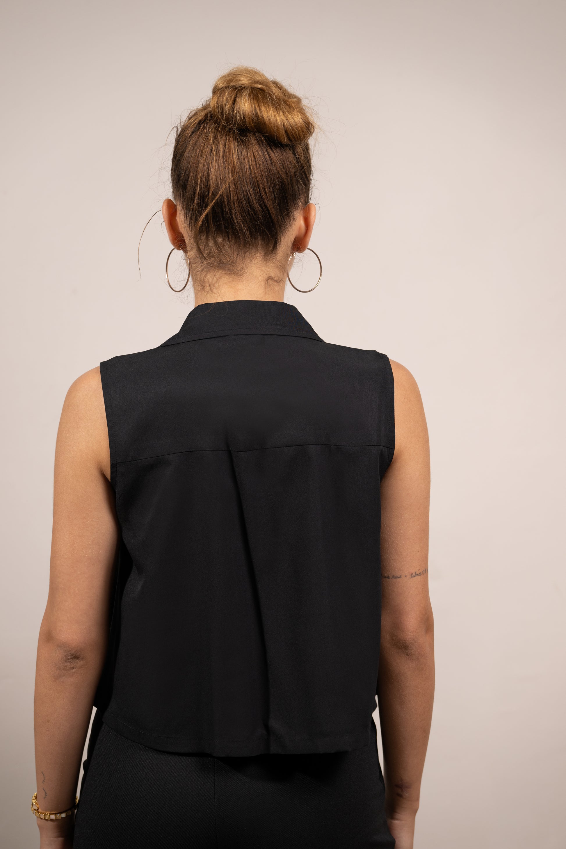 Black Pleat Perfect Top
